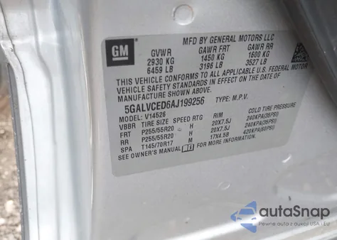 2010 Buick Enclave 2Xl z USA, uszkodzony, nr VIN 5GALVCED6AJ199256